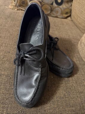 Sperry Men's Black Leather Top Sider Boat Shoes